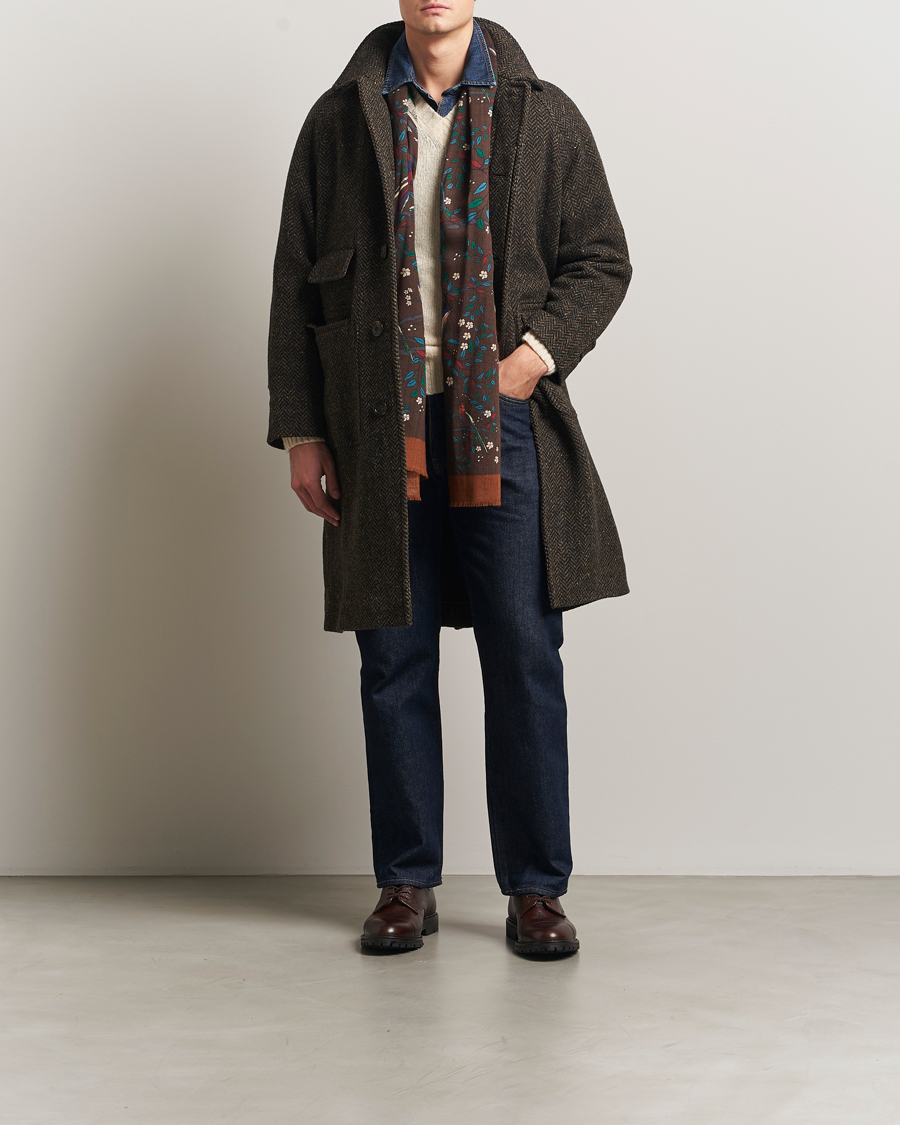 Herren | Jacken | Drake's | Herringbone Raglan Overcoat Brown
