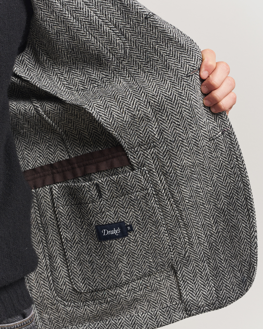 Herren | Sakkos | Drake's | MKVII Wool Herringbone Blazer Grey