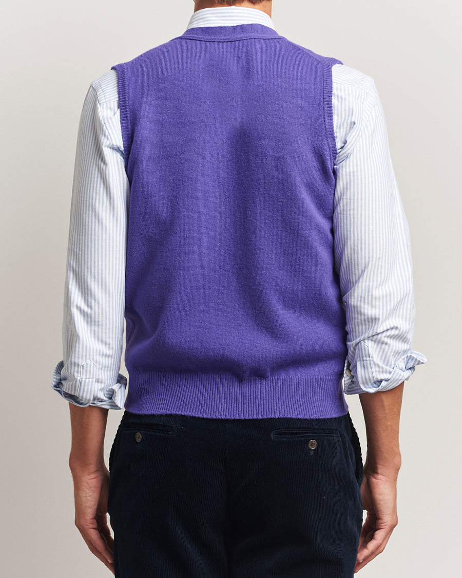 Herren | Pullover | Drake's | Lambswool Vest Cardigan Purple