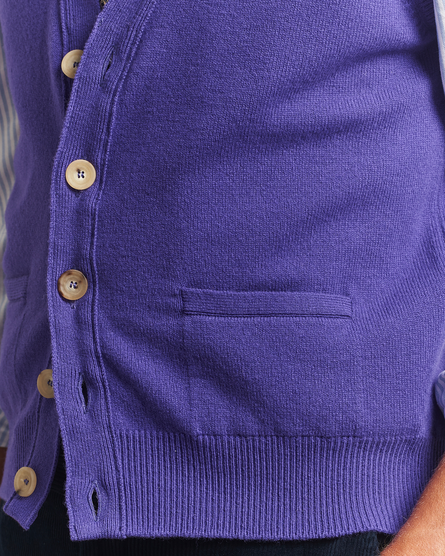 Herren | Pullover | Drake's | Lambswool Vest Cardigan Purple