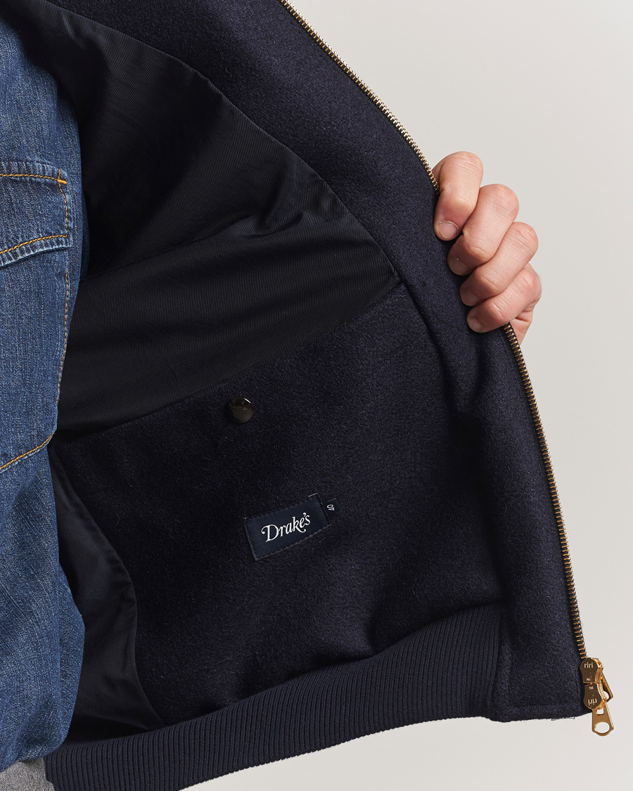 Herren | Jacken | Drake's | Melton Bomber Jacket Navy