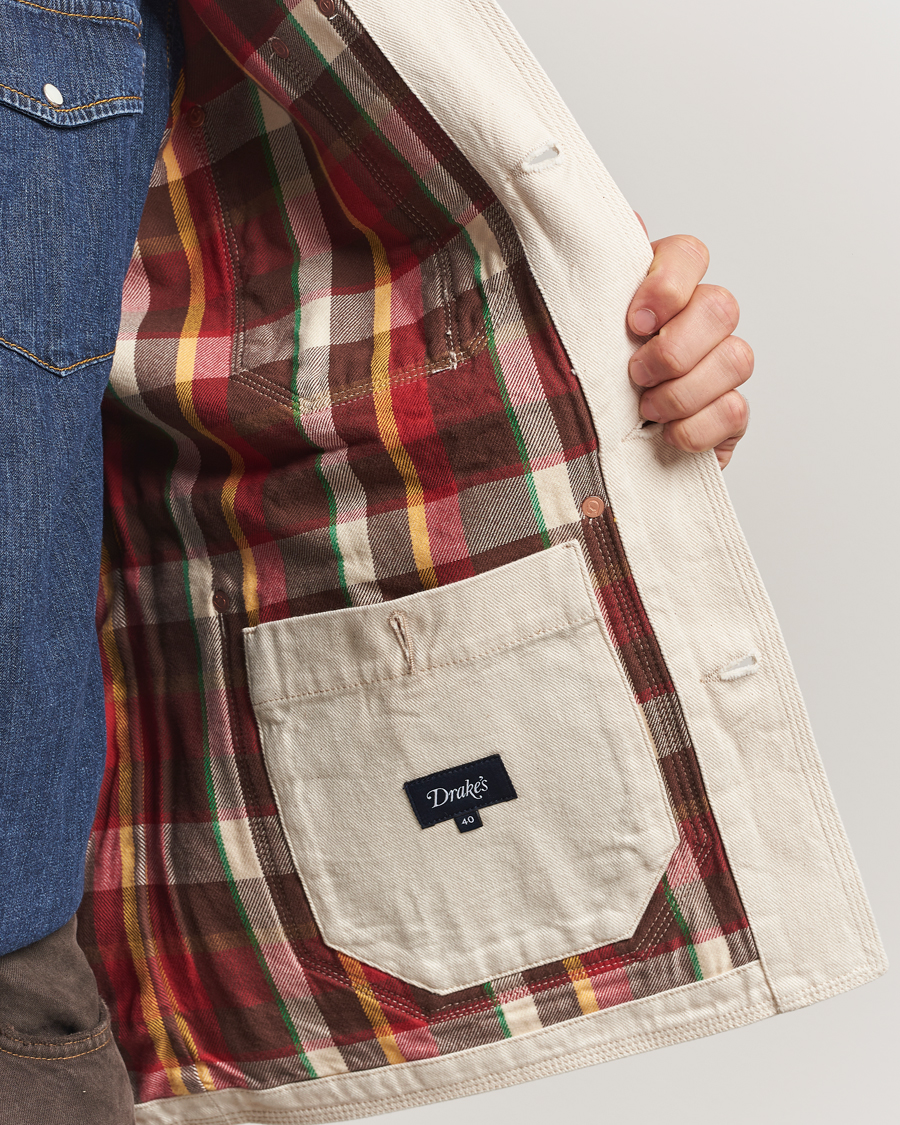 Herren | Jacken | Drake's | Denim Welder Jacket Ecru