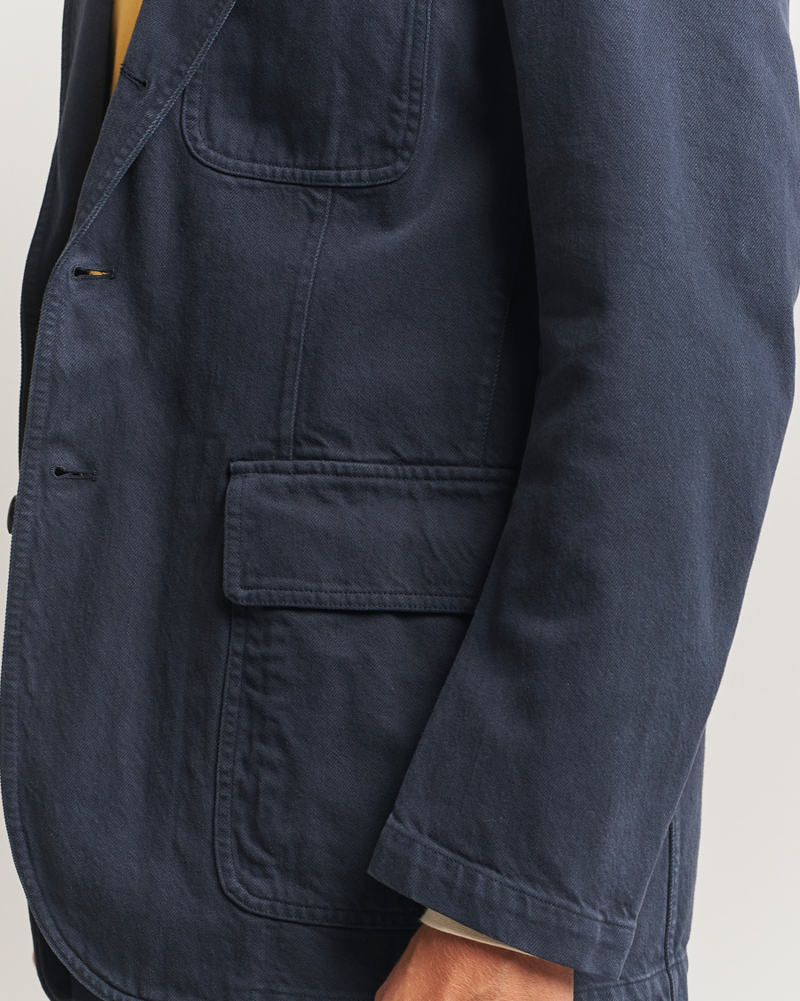 Herren | Sakkos | Drake's | MKI Heavy Cotton Twill Blazer Navy