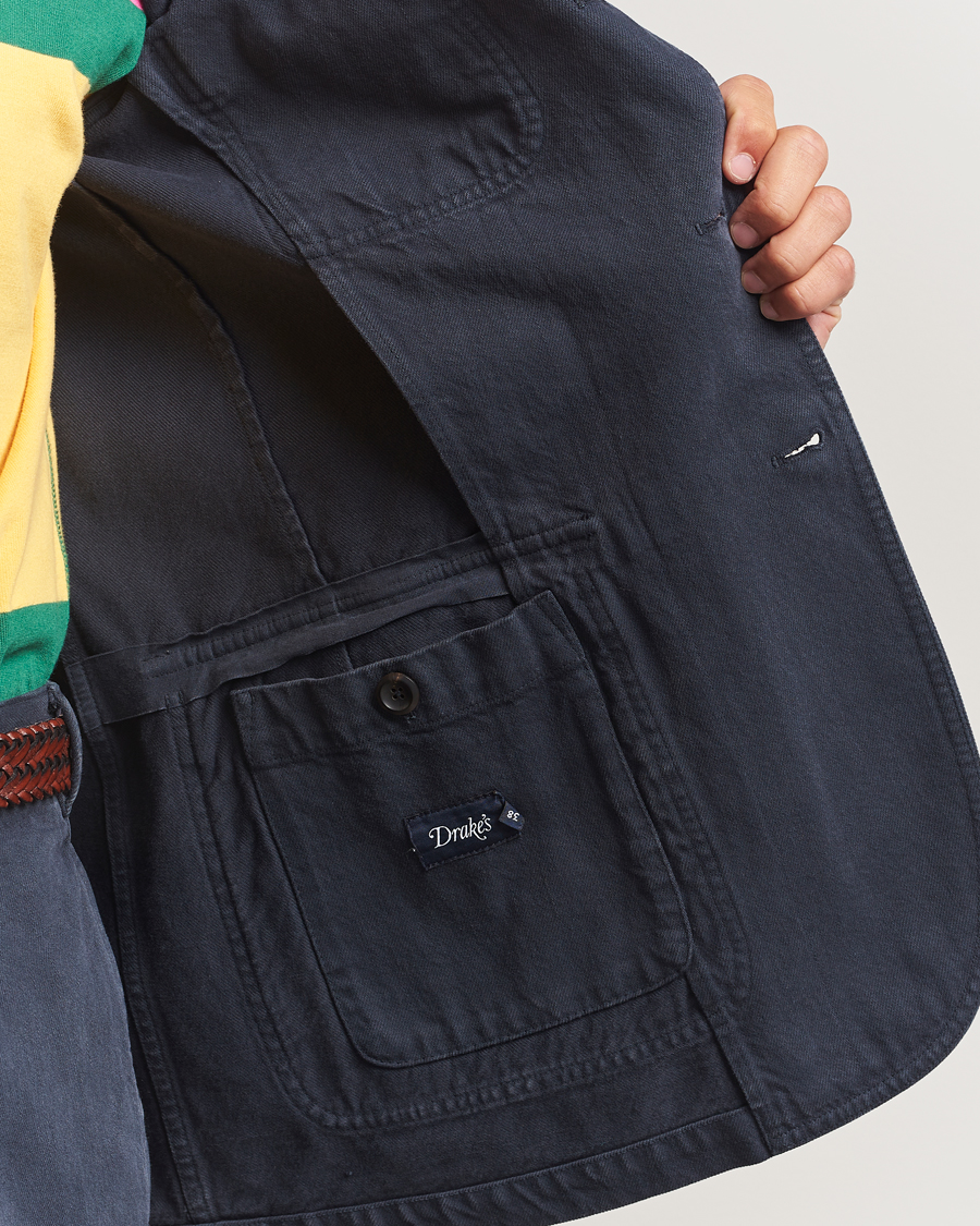 Herren | Sakkos | Drake's | MKI Heavy Cotton Twill Blazer Navy
