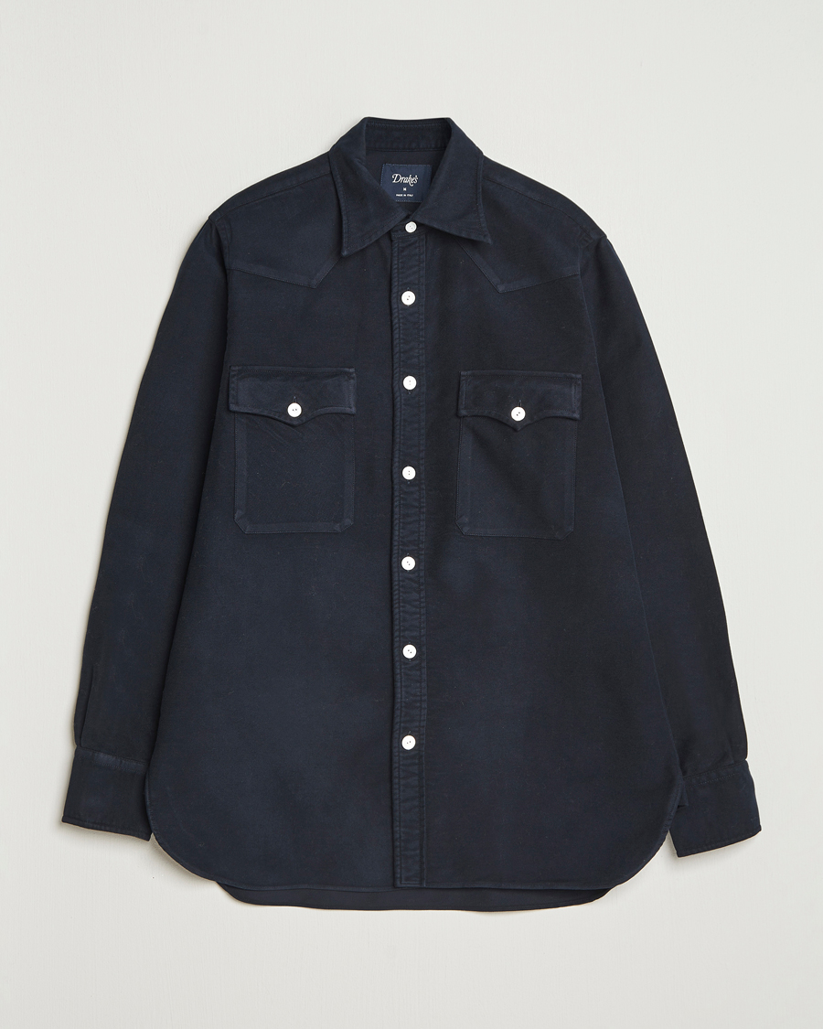 Herren | Hemden | Drake's | Moleskine Western Shirt Navy