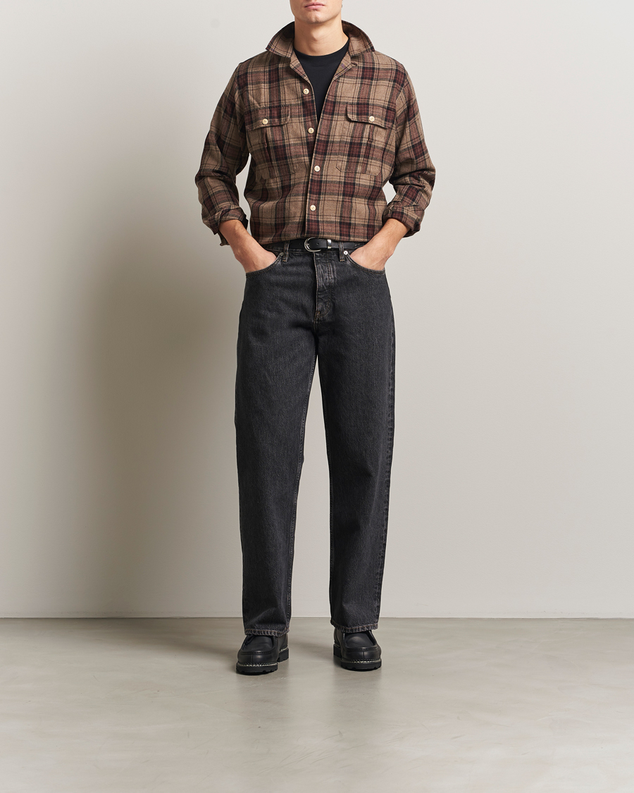 Herren | Hemden | Drake's | Wool Camp Collar Work Shirt Brown