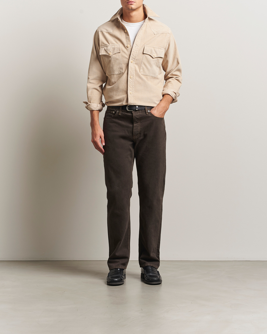 Herren | Hemden | Drake's | Fine Corduroy Work Shirt Ecru
