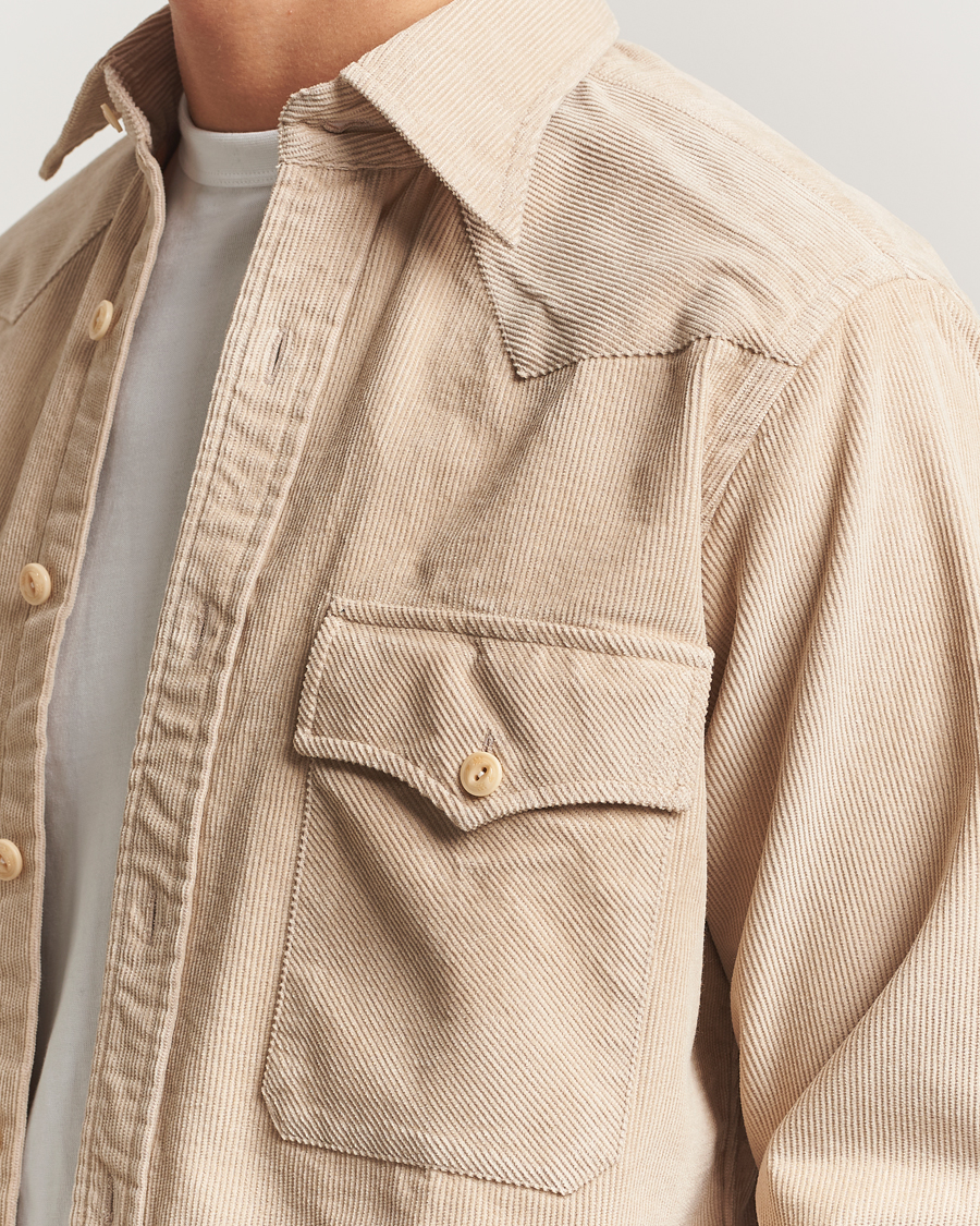 Herren | Hemden | Drake's | Fine Corduroy Work Shirt Ecru