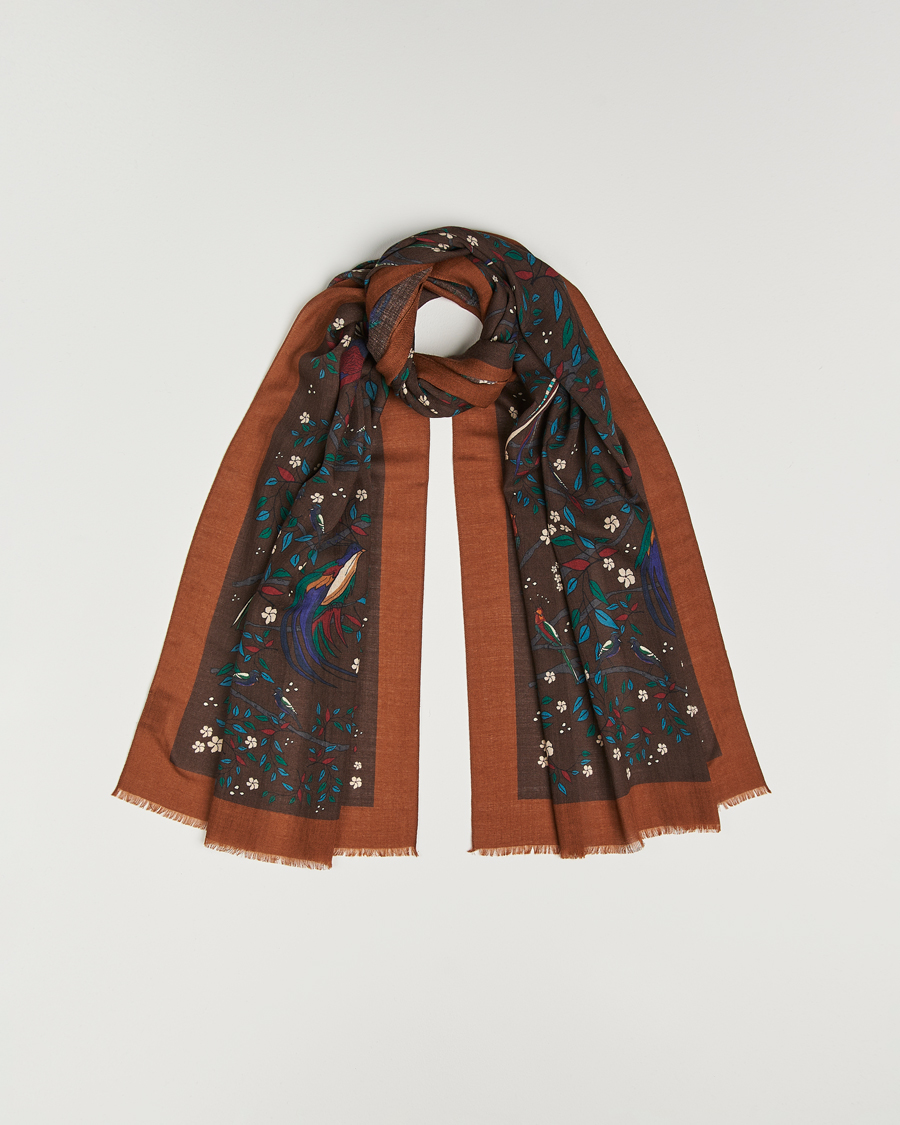 Herren | Tücher | Drake's | Birds Of Paradise Print Scarf Brown