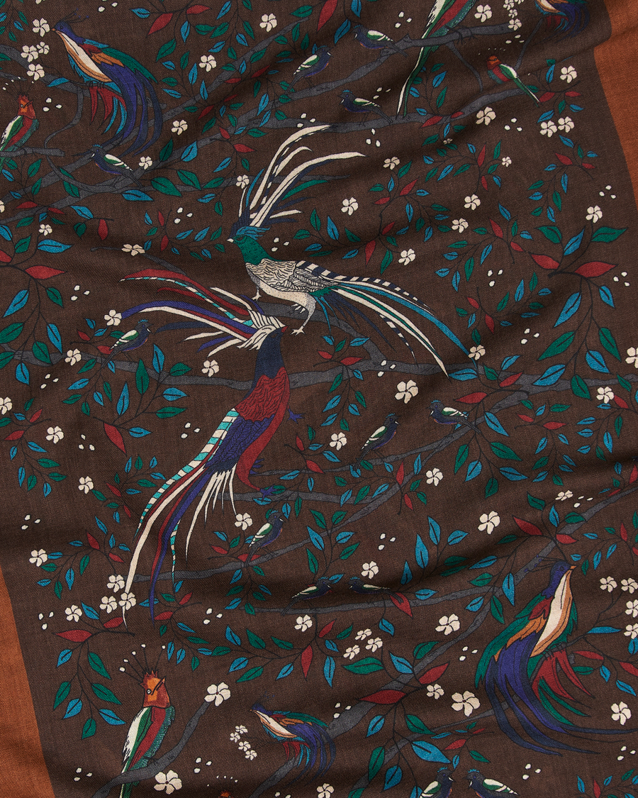 Herren | Tücher | Drake's | Birds Of Paradise Print Scarf Brown