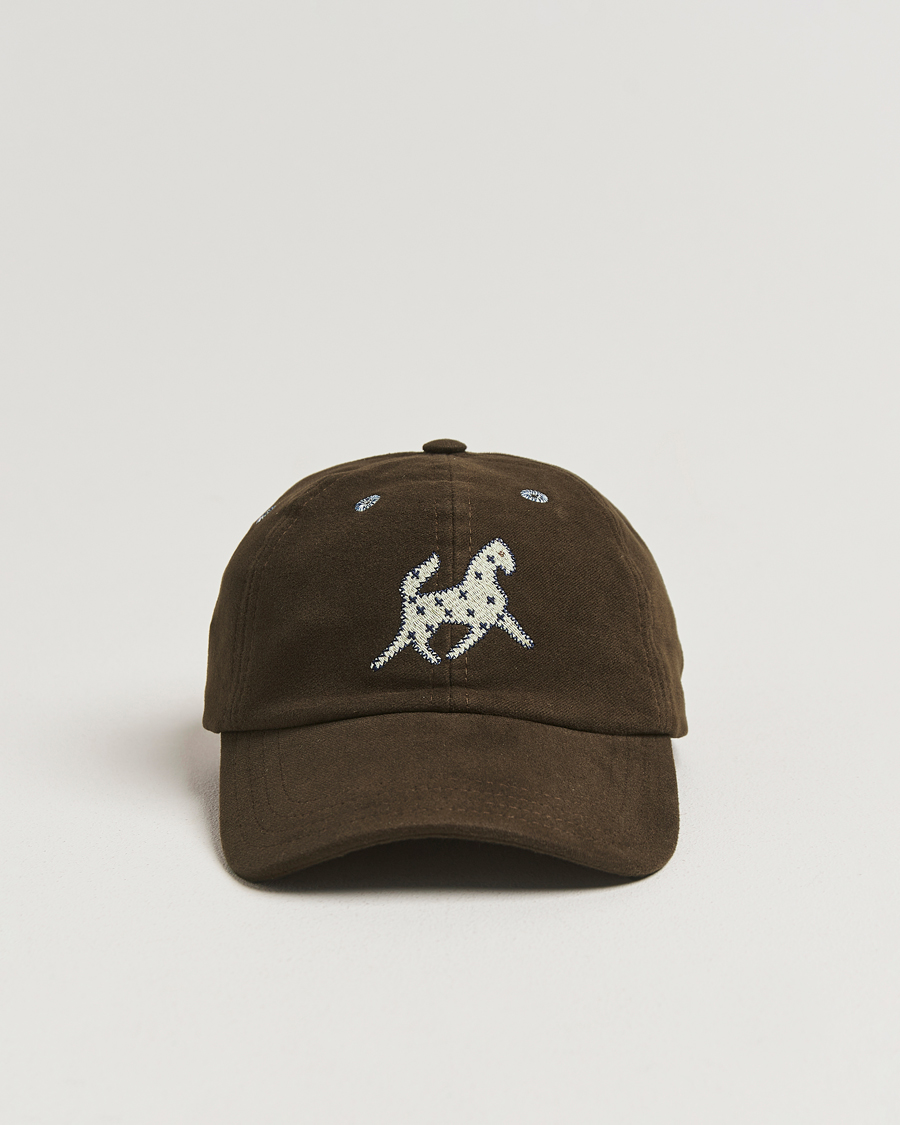 Herren | Drake's Horse Applique Moleskin Baseball Cap Brown | Drake's | Horse Applique Moleskin Baseball Cap Brown