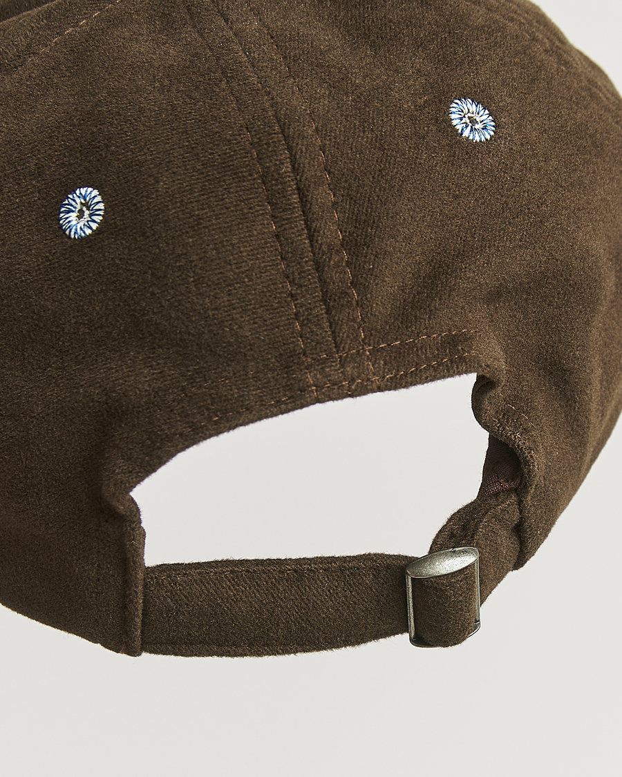 Herren | Drake's Horse Applique Moleskin Baseball Cap Brown | Drake's | Horse Applique Moleskin Baseball Cap Brown