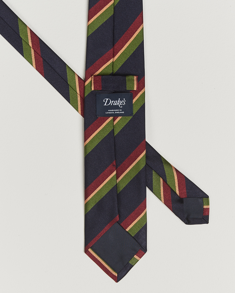 Herren | Krawatten | Drake's | Sandwitch Stripe Reppe Silk Tie Navy