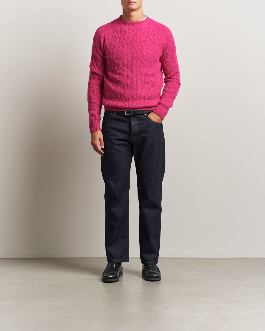 Herren | Pullover | Morris | Brushed Cable Sweater Pink