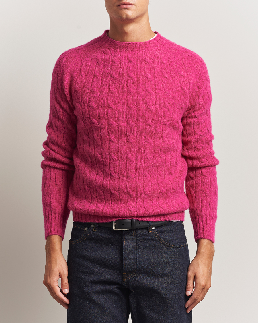 Herren | Pullover | Morris | Brushed Cable Sweater Pink