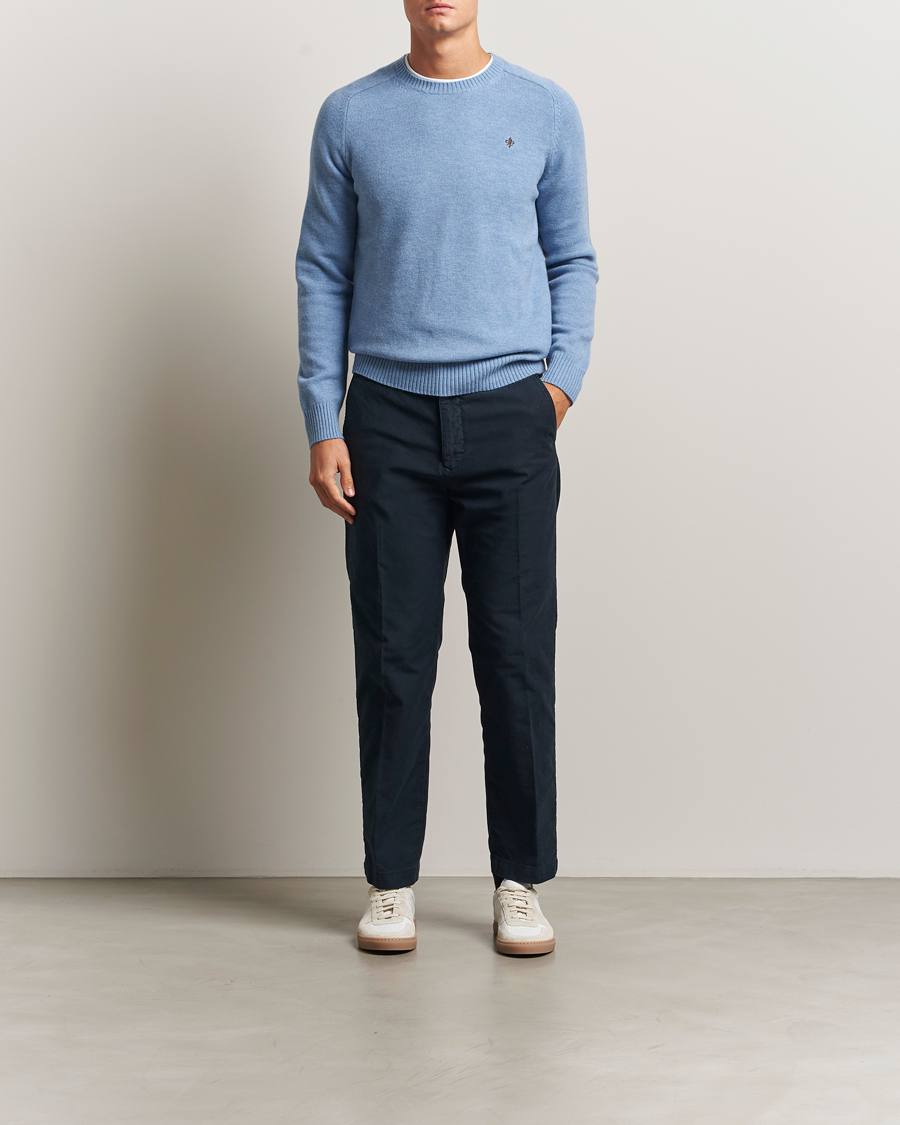 Herren | Jacken | Morris | Hertford Lambswool Merino Crew Neck Light Blue