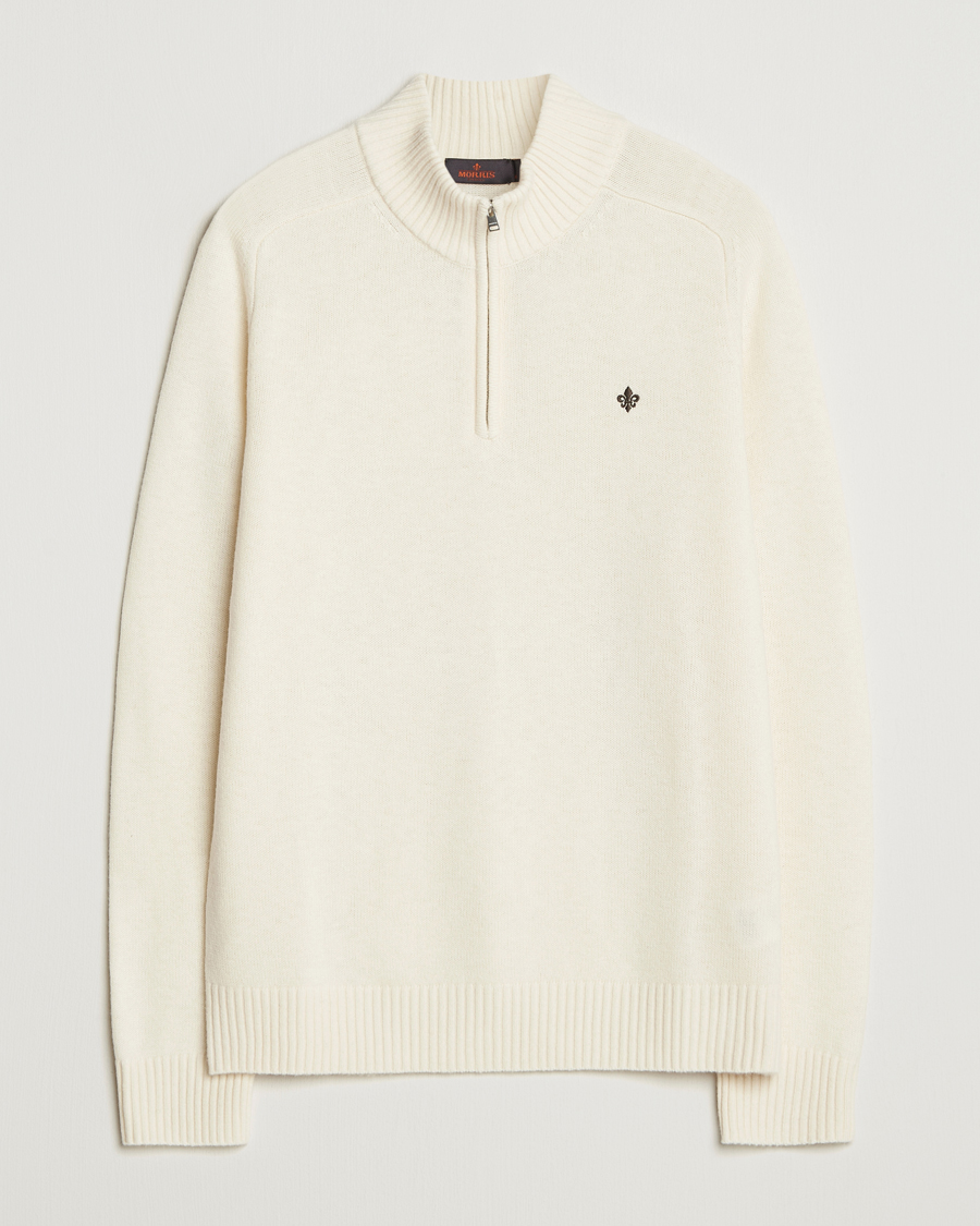 Herren | Pullover | Morris | Hertford Lambswool Merino Half Zip Off White