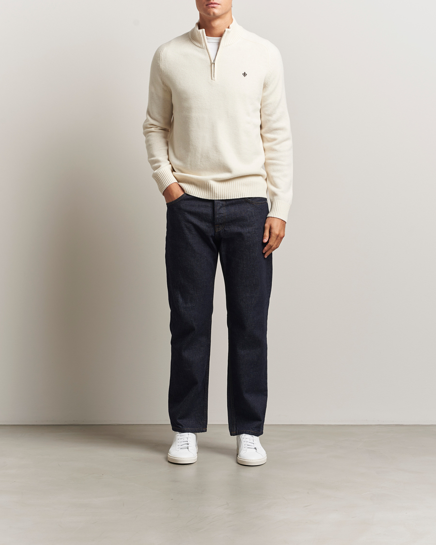 Herren | Pullover | Morris | Hertford Lambswool Merino Half Zip Off White