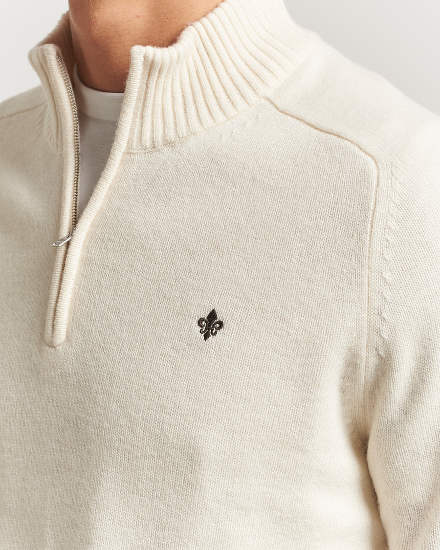 Herren | Pullover | Morris | Hertford Lambswool Merino Half Zip Off White