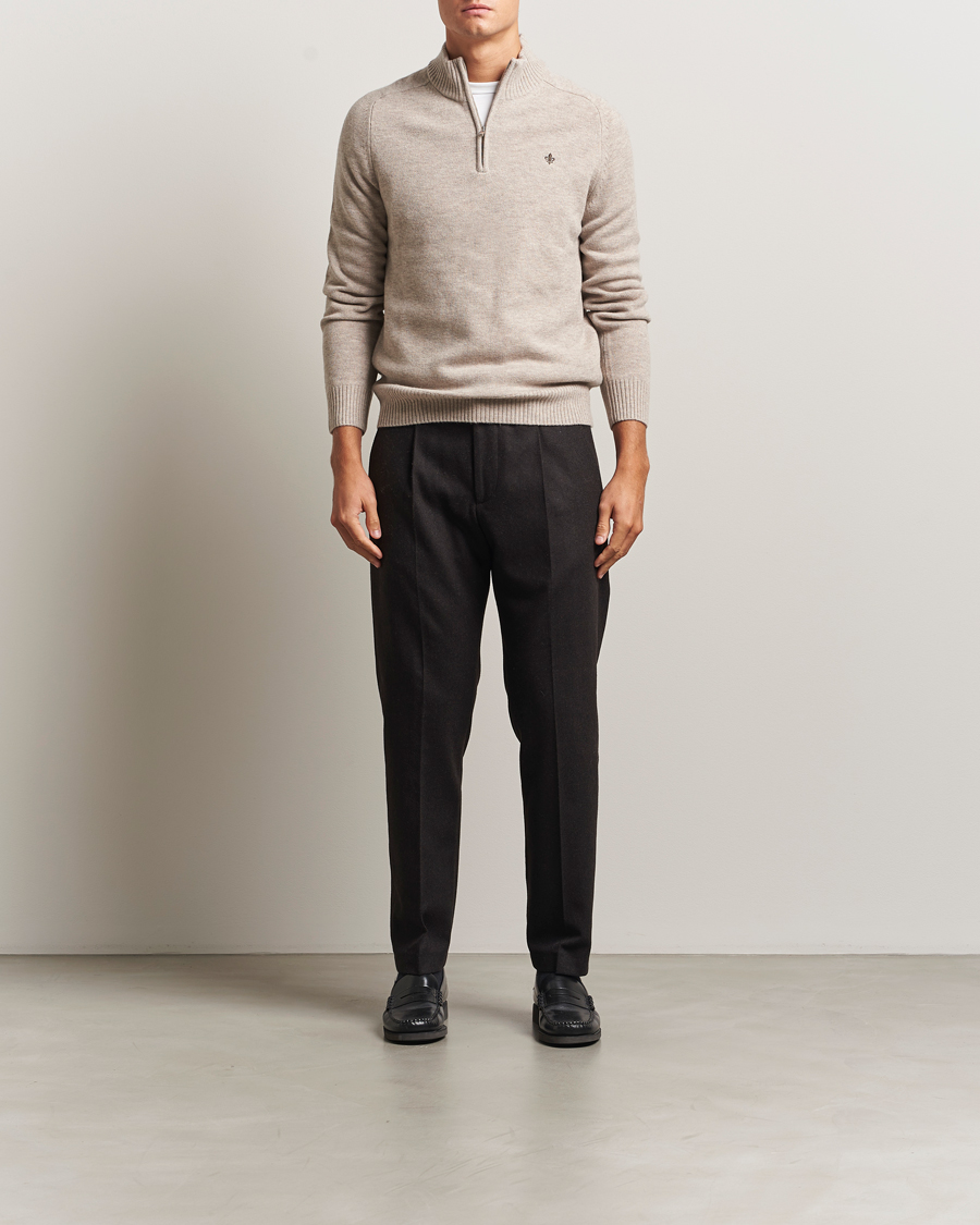Herren | Pullover | Morris | Hertford Lambswool Merino Half Zip Khaki