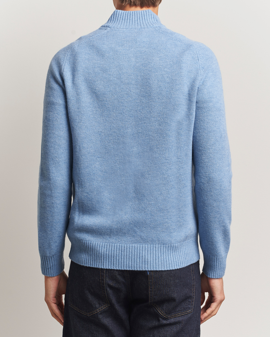 Herren | Pullover | Morris | Hertford Lambswool Merino Half Zip Light Blue