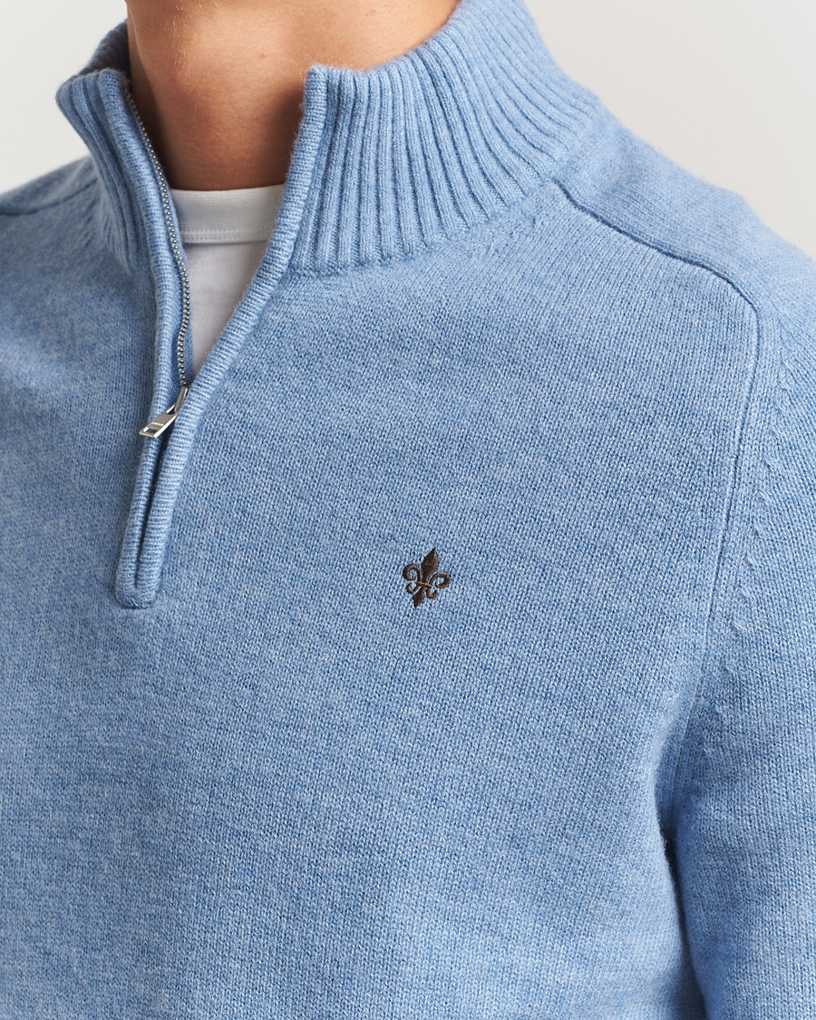 Herren | Pullover | Morris | Hertford Lambswool Merino Half Zip Light Blue
