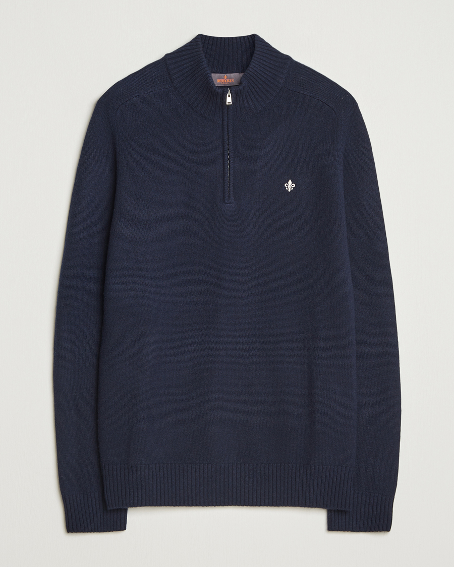 Herren | Pullover | Morris | Hertford Lambswool Merino Half Zip Navy
