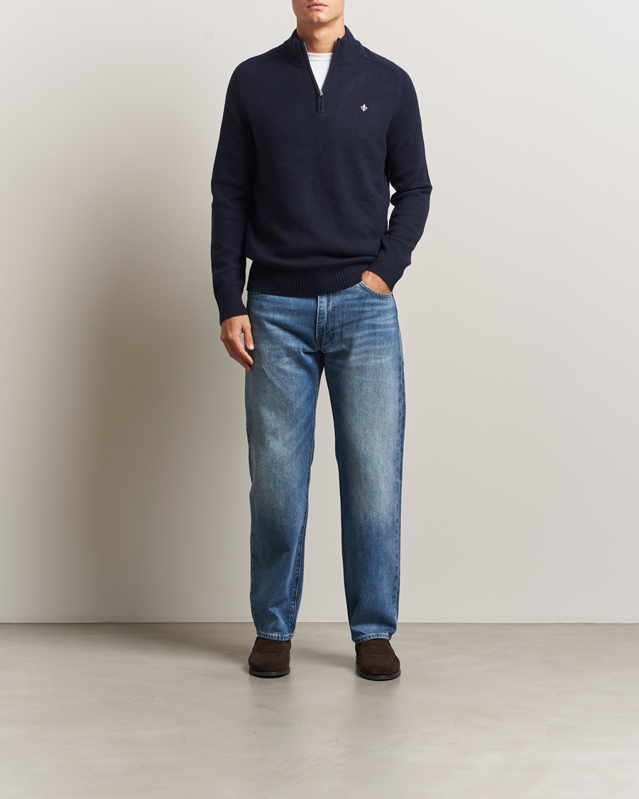 Herren | Pullover | Morris | Hertford Lambswool Merino Half Zip Navy