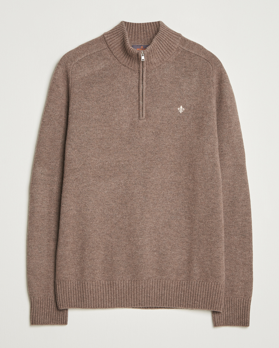 Herren | Pullover | Morris | Hertford Lambswool Merino Half Zip Brown