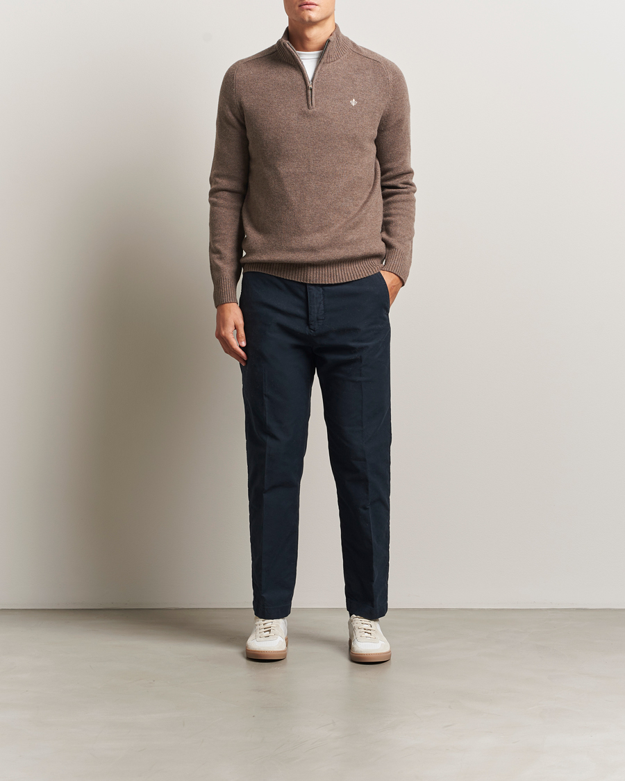 Herren | Pullover | Morris | Hertford Lambswool Merino Half Zip Brown