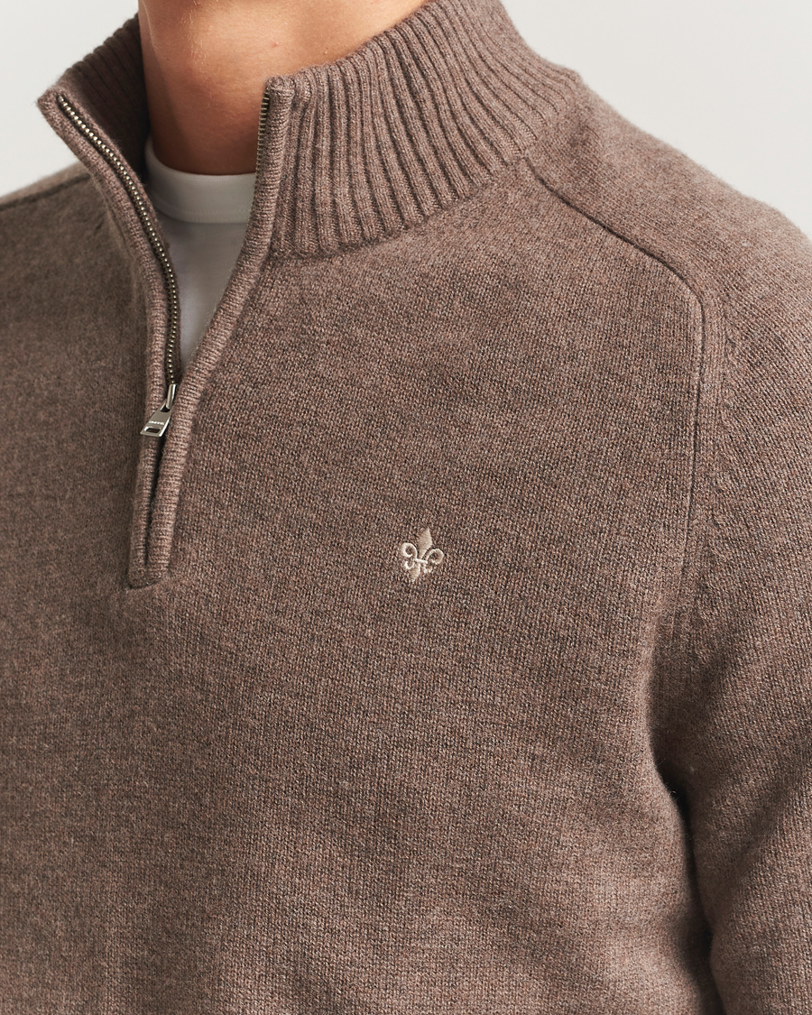 Herren | Pullover | Morris | Hertford Lambswool Merino Half Zip Brown