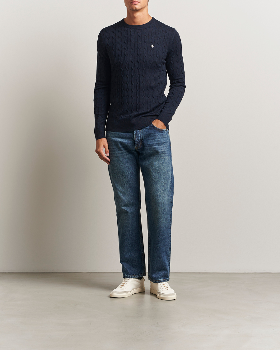 Herren | Westen | Morris | Merino Cable O-Neck Navy