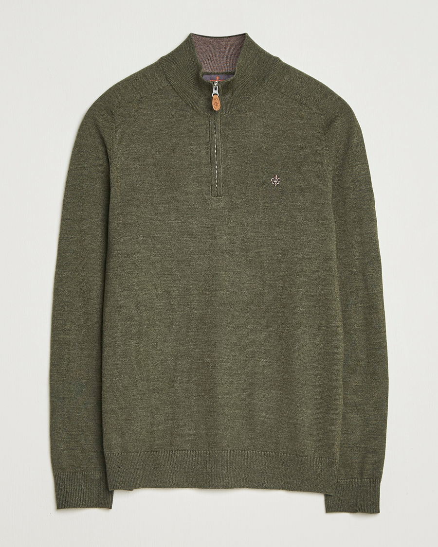 Herren | Pullover | Morris | John Merino Half Zip Olive
