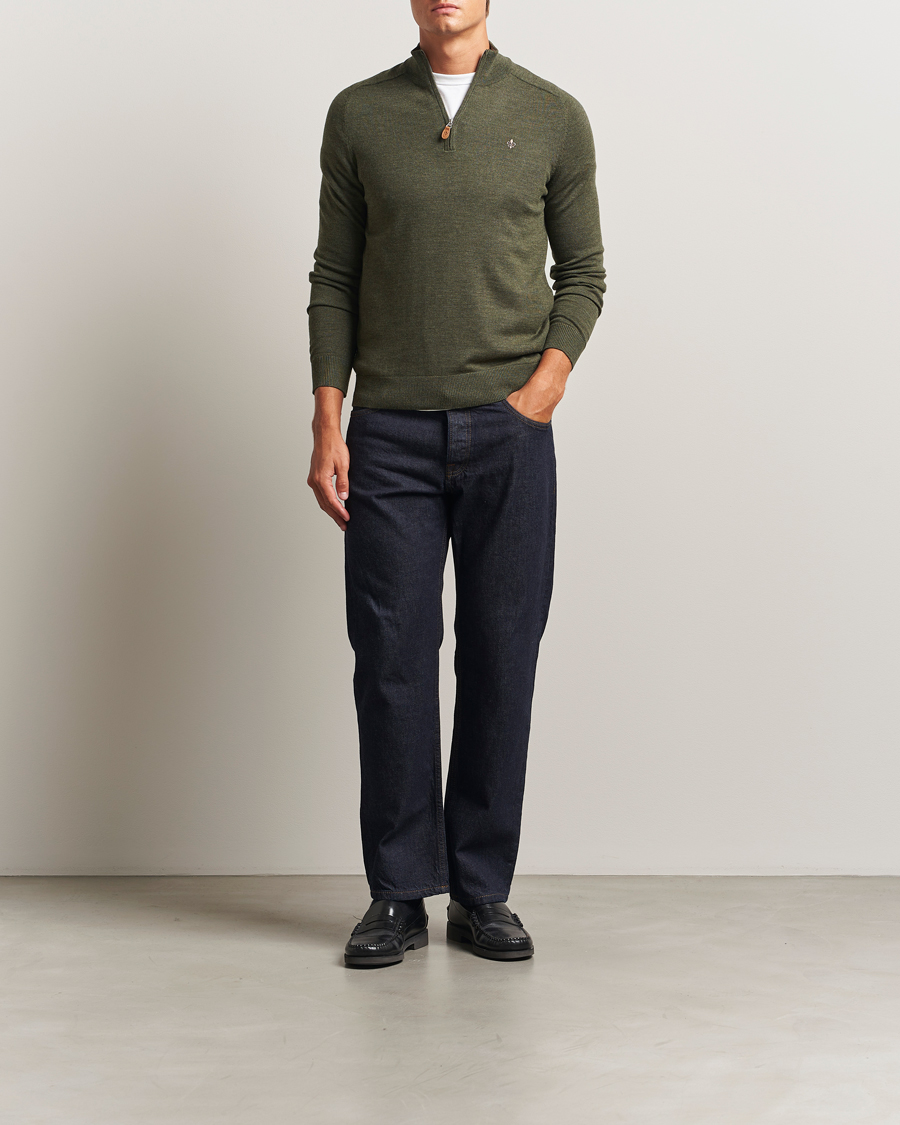 Herren | Pullover | Morris | John Merino Half Zip Olive
