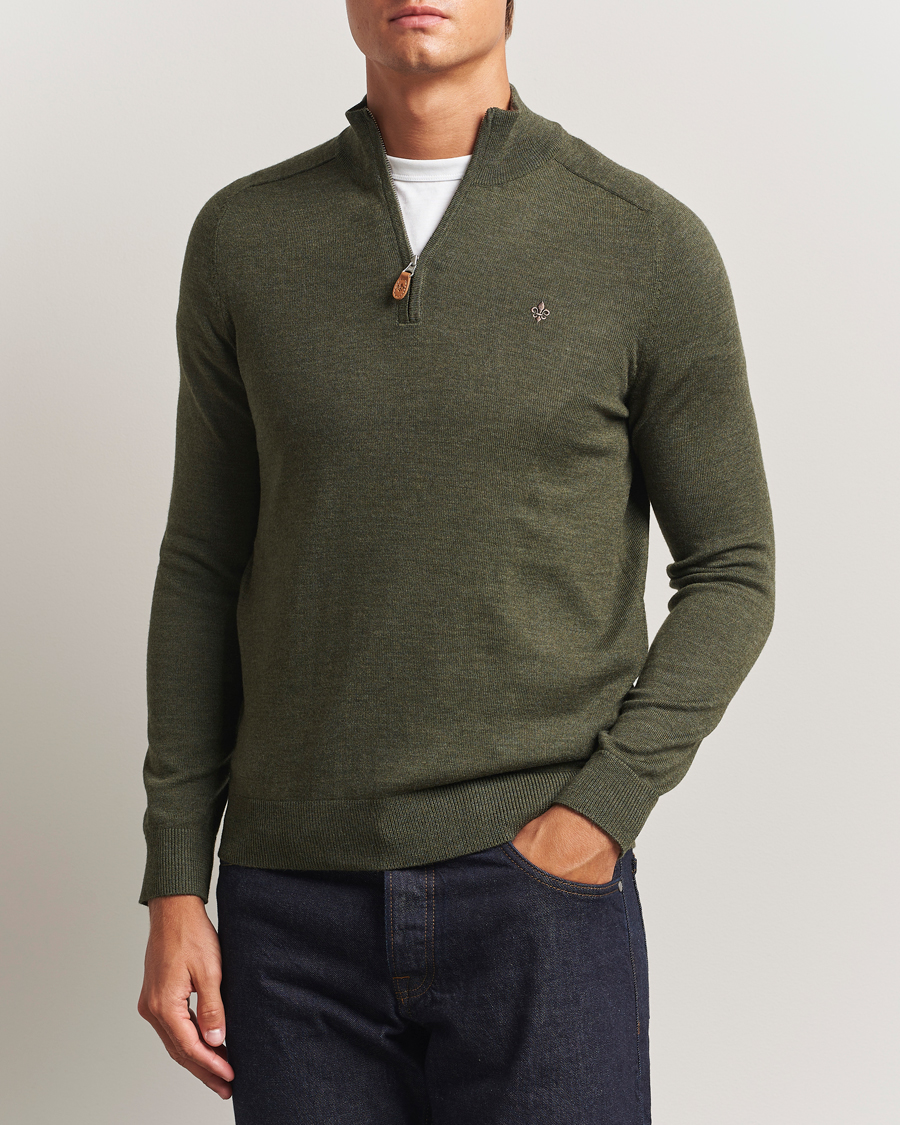 Herren | Pullover | Morris | John Merino Half Zip Olive