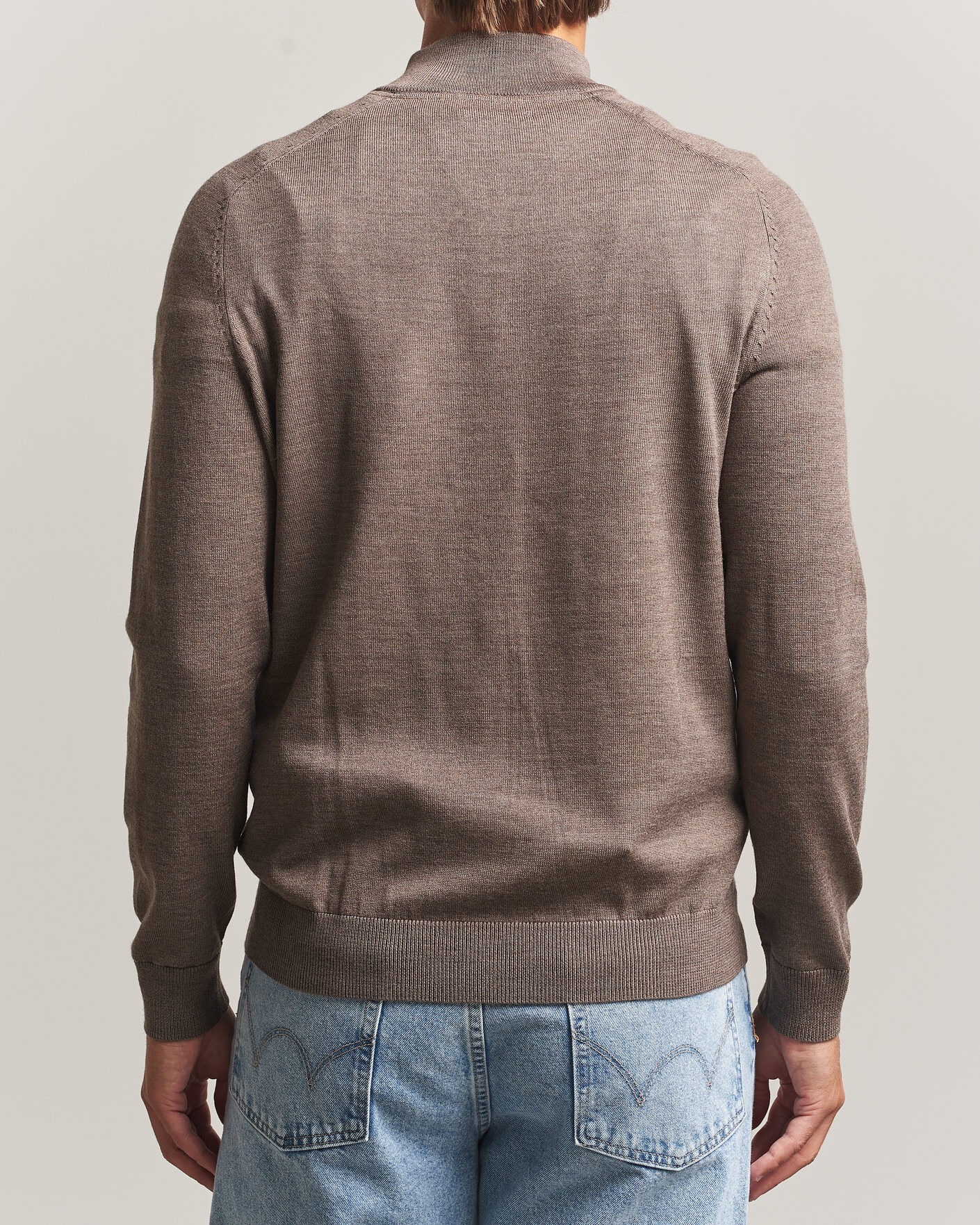 Herren | Pullover | Morris | John Merino Half Zip Brown