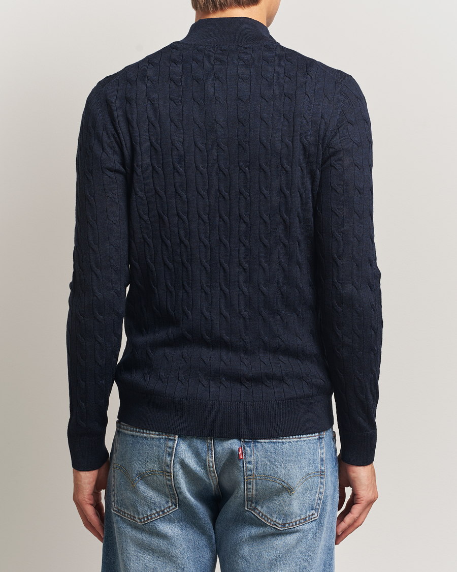 Herren | Pullover | Morris | Merino Cable Half Zip Navy