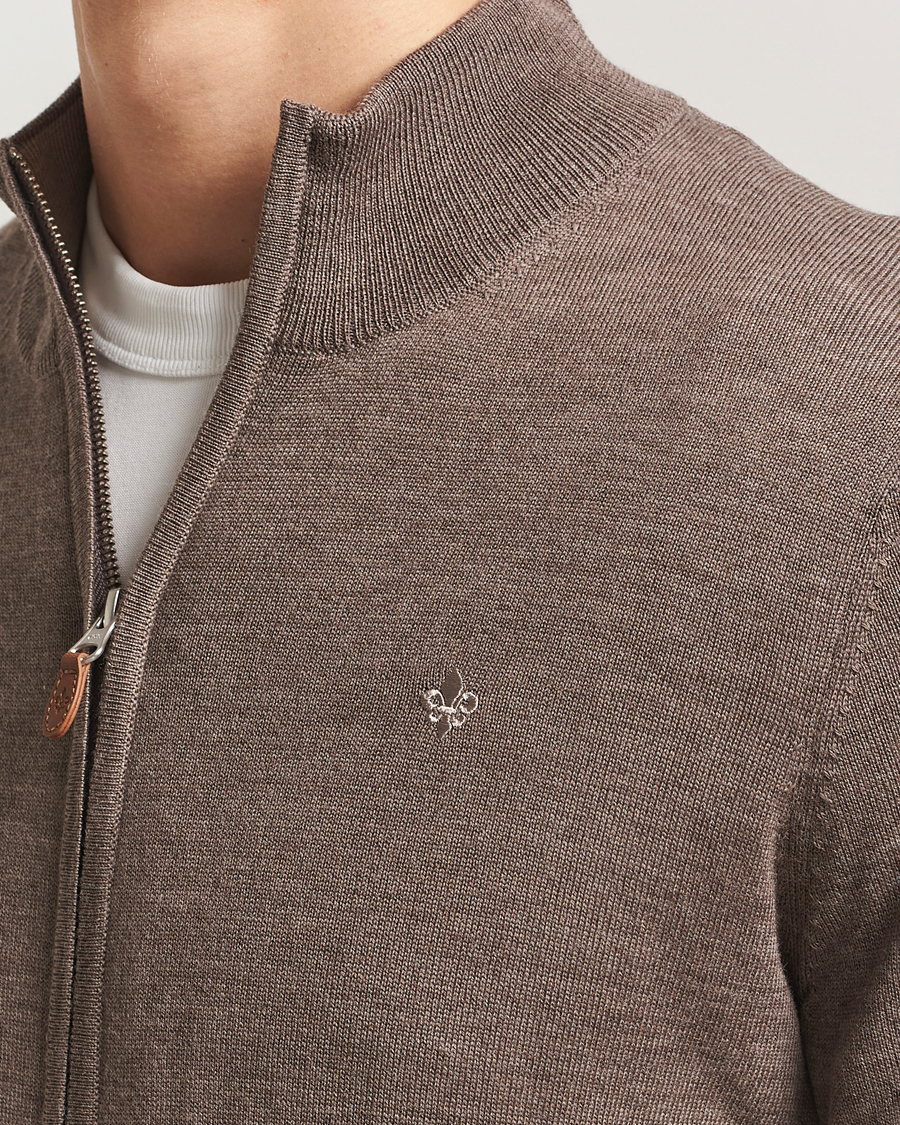 Herren | Pullover | Morris | Merino Full Zip Cardigan Brown