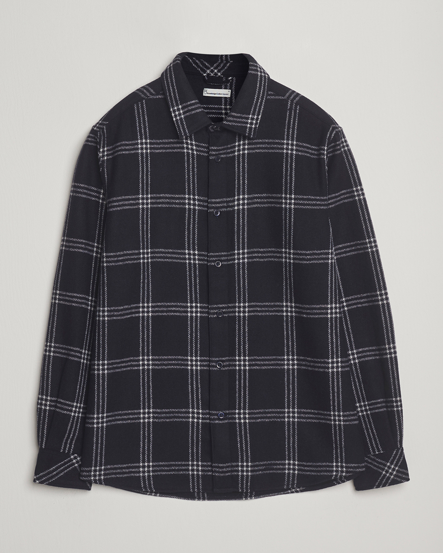 Herren | Hemden | KnowledgeCotton Apparel | Merino Wool Check Overshirt Blue