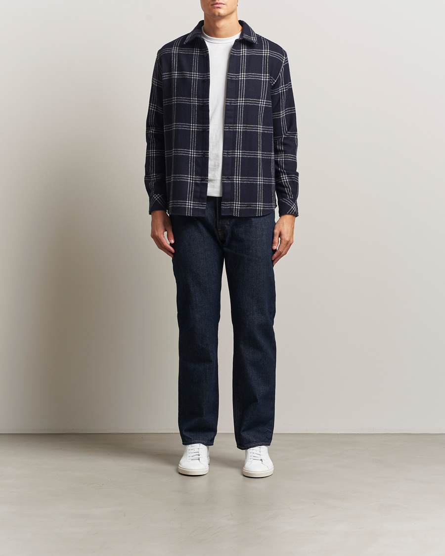 Herren | Hemden | KnowledgeCotton Apparel | Merino Wool Check Overshirt Blue