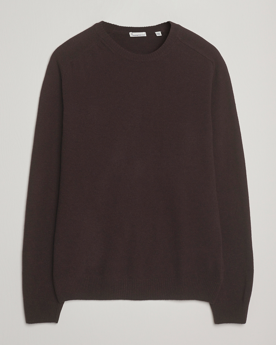Herren | Pullover | KnowledgeCotton Apparel | Lambswool Roundneck Chocolate