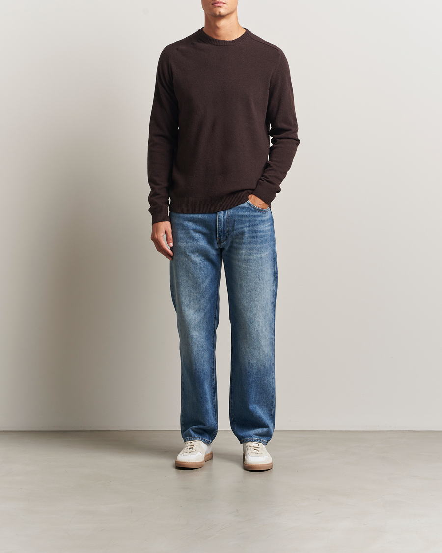 Herren | Pullover | KnowledgeCotton Apparel | Lambswool Roundneck Chocolate