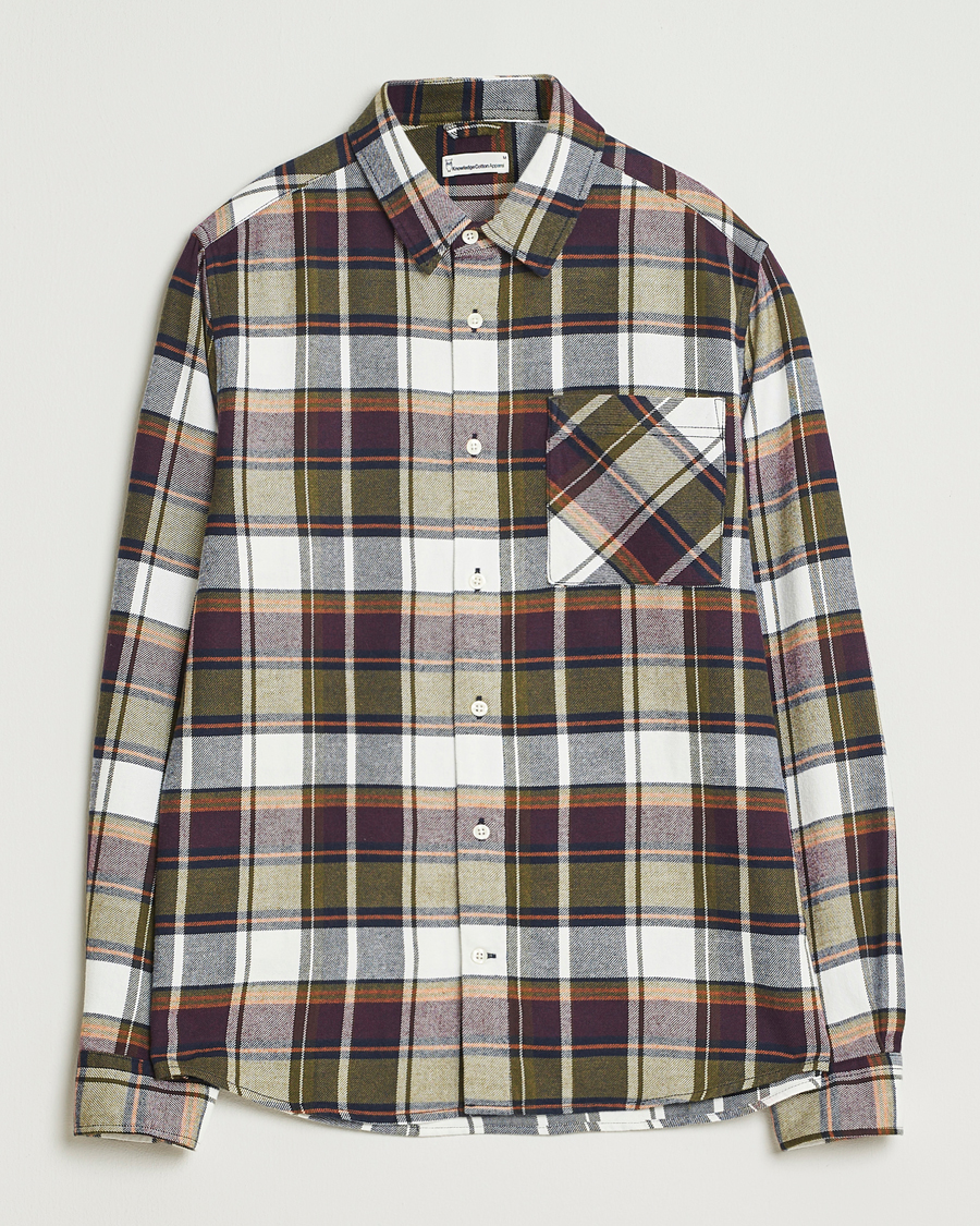 Herren | Hemden | KnowledgeCotton Apparel | Cotton Checked Flannel Shirt Green