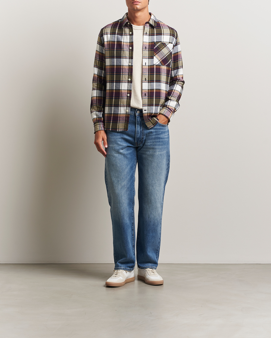 Herren | Hemden | KnowledgeCotton Apparel | Cotton Checked Flannel Shirt Green