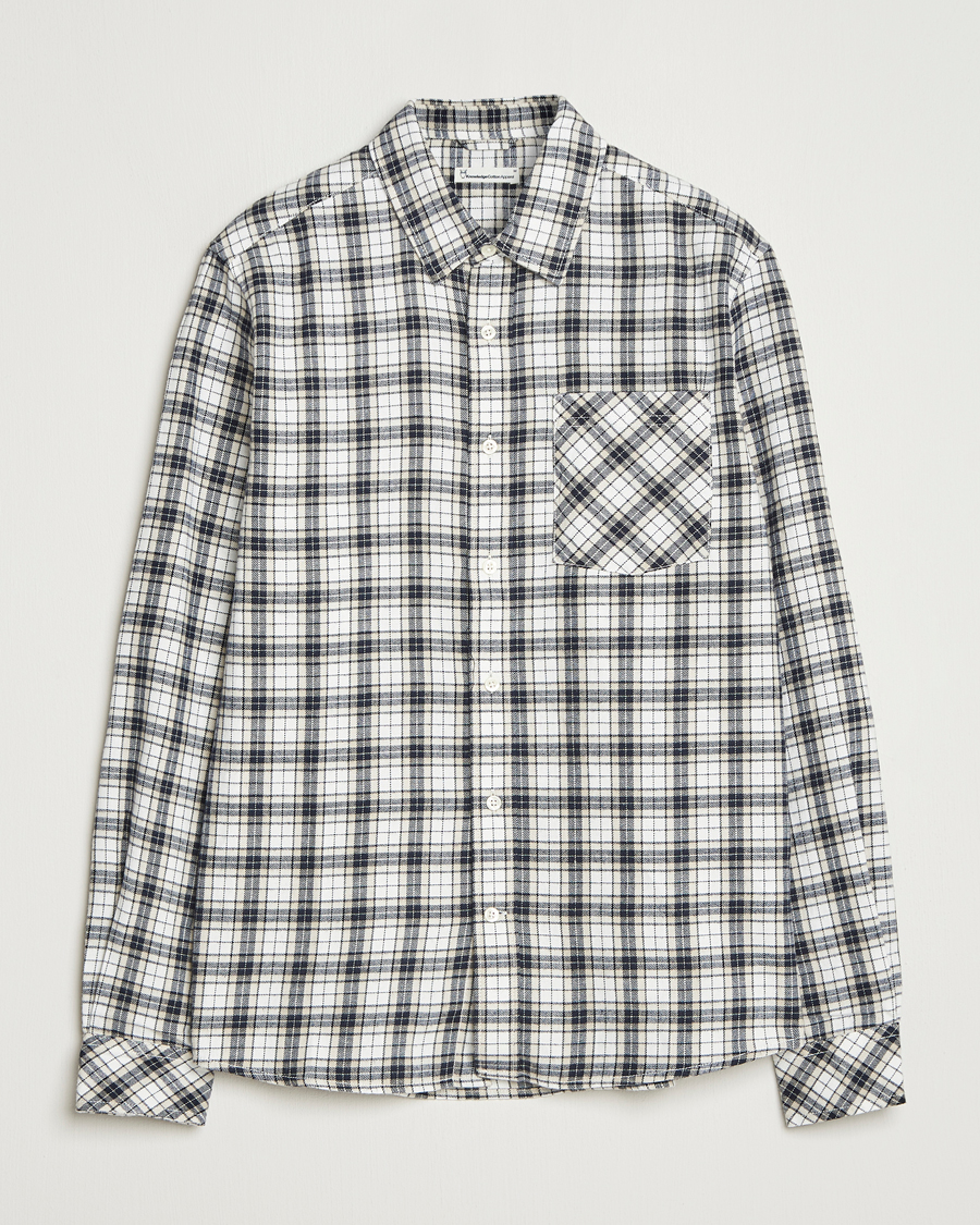 Herren | Hemden | KnowledgeCotton Apparel | Cotton Small Checked Flannel Shirt Blue