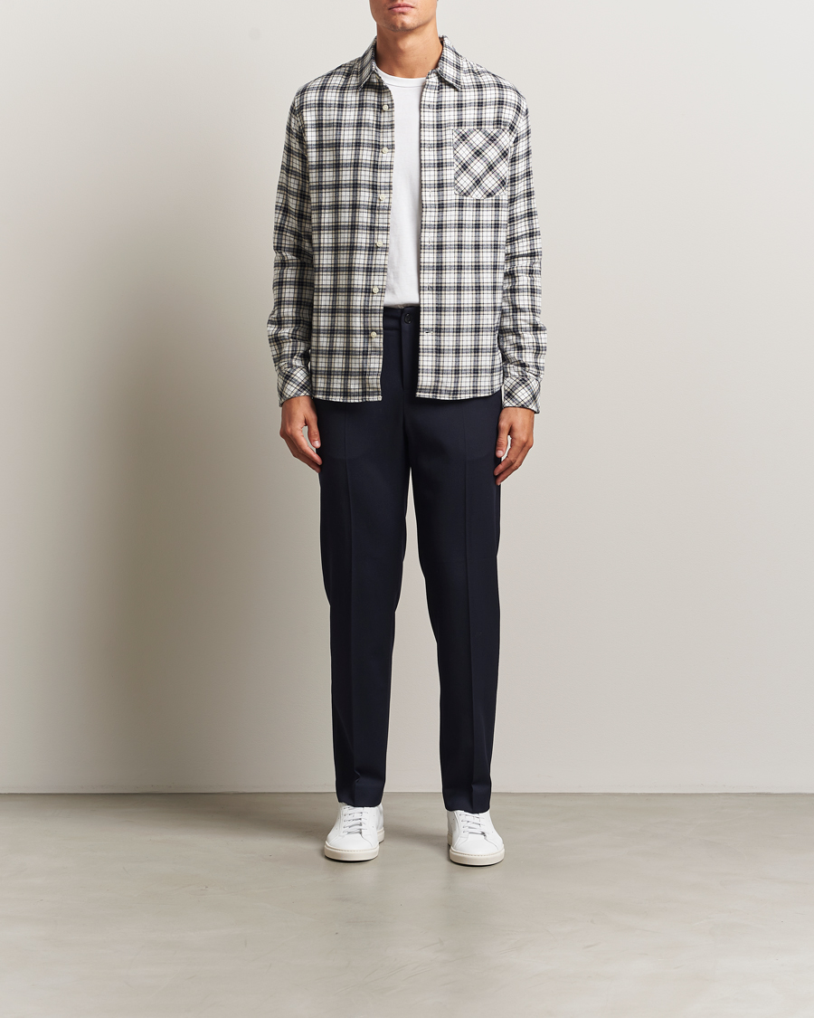 Herren | Hemden | KnowledgeCotton Apparel | Cotton Small Checked Flannel Shirt Blue
