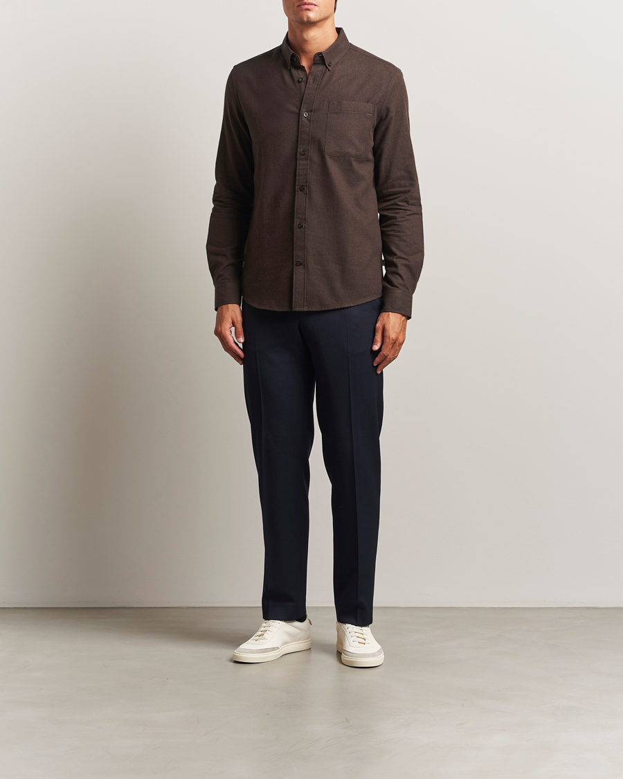 Herren | Hemden | KnowledgeCotton Apparel | Regular Fit Melange Flannel Shirt Chocolate