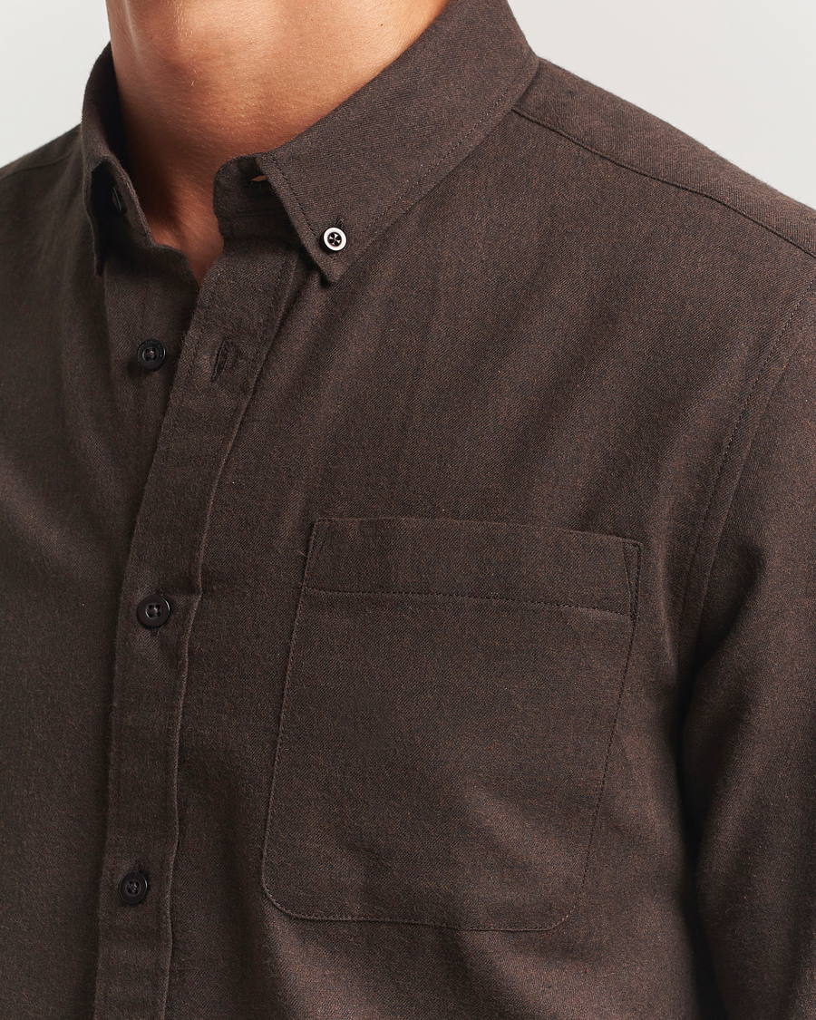 Herren | Hemden | KnowledgeCotton Apparel | Regular Fit Melange Flannel Shirt Chocolate