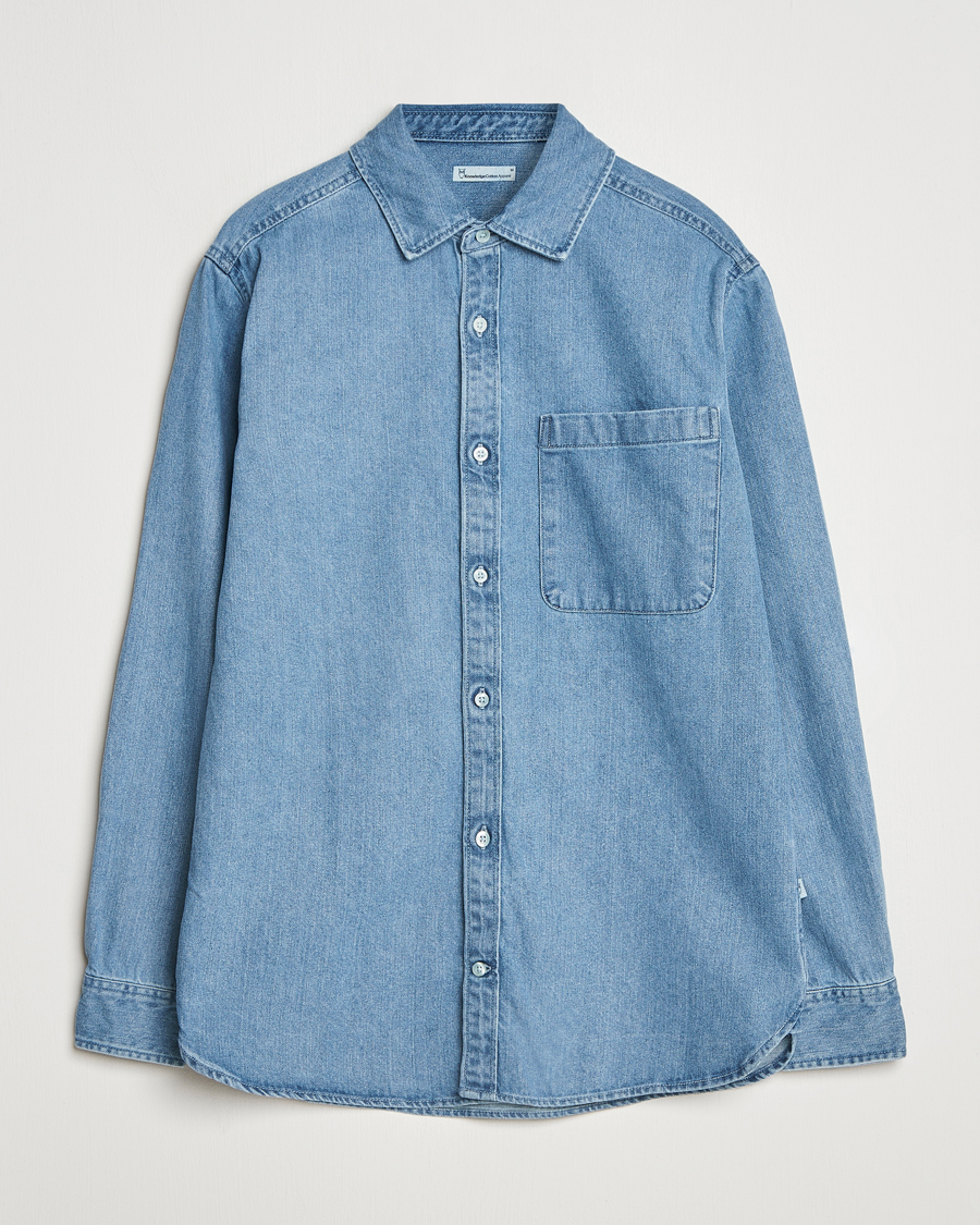 Herren | Hemden | KnowledgeCotton Apparel | Cotton Indigo Denim Shirt Light Blue