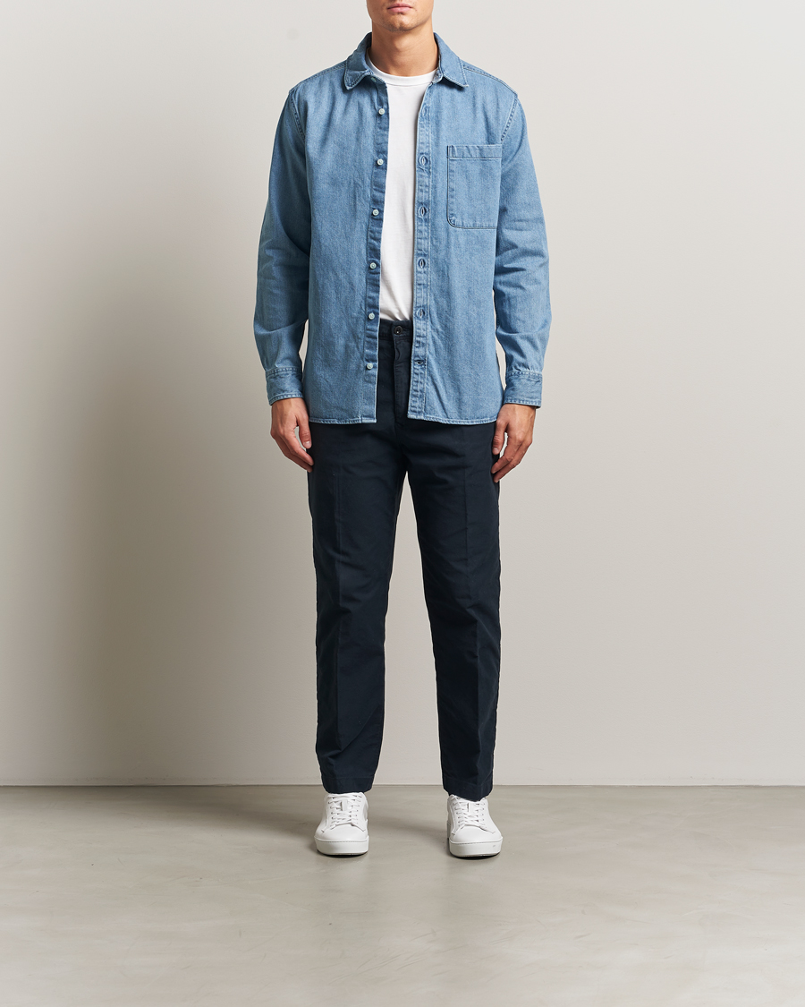 Herren | Hemden | KnowledgeCotton Apparel | Cotton Indigo Denim Shirt Light Blue